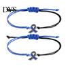 Stackable Wrist Accessories 2 Pcs Breast Cancer Awareness Bracelets, Adjustable Braided String Soft Woven Rope Jewelry Bracelets with Ribbon