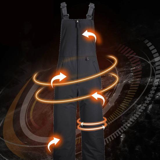 Men Ski Pants Adjustable Shoulder Strap Quick Dry Waterproof Windproof Winter Metal Zipper
