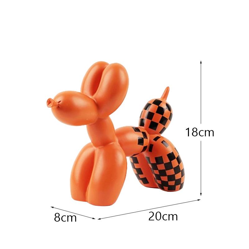 Plaid Balloon Dog Ornaments: Black & White Resin Decor for TV Cabinets & Living Rooms