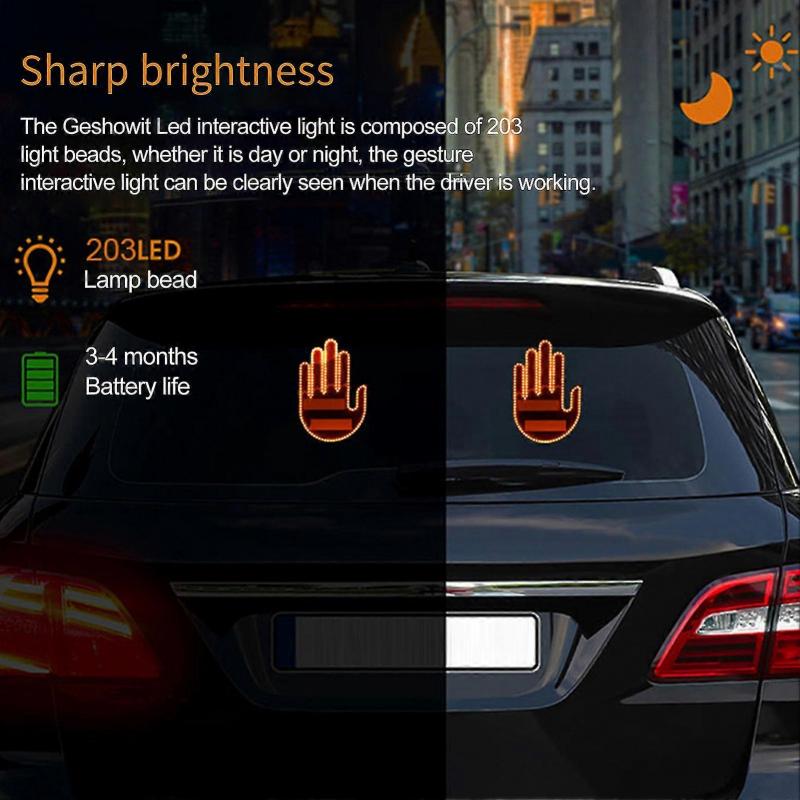 Auto Gesture Zadní světlo LED s dálkovým ovládáním Snadná instalace Signalizace zadního okna Bateriový světelný paprsek do auta Gadget do auta pro zábavu a bezpečnost