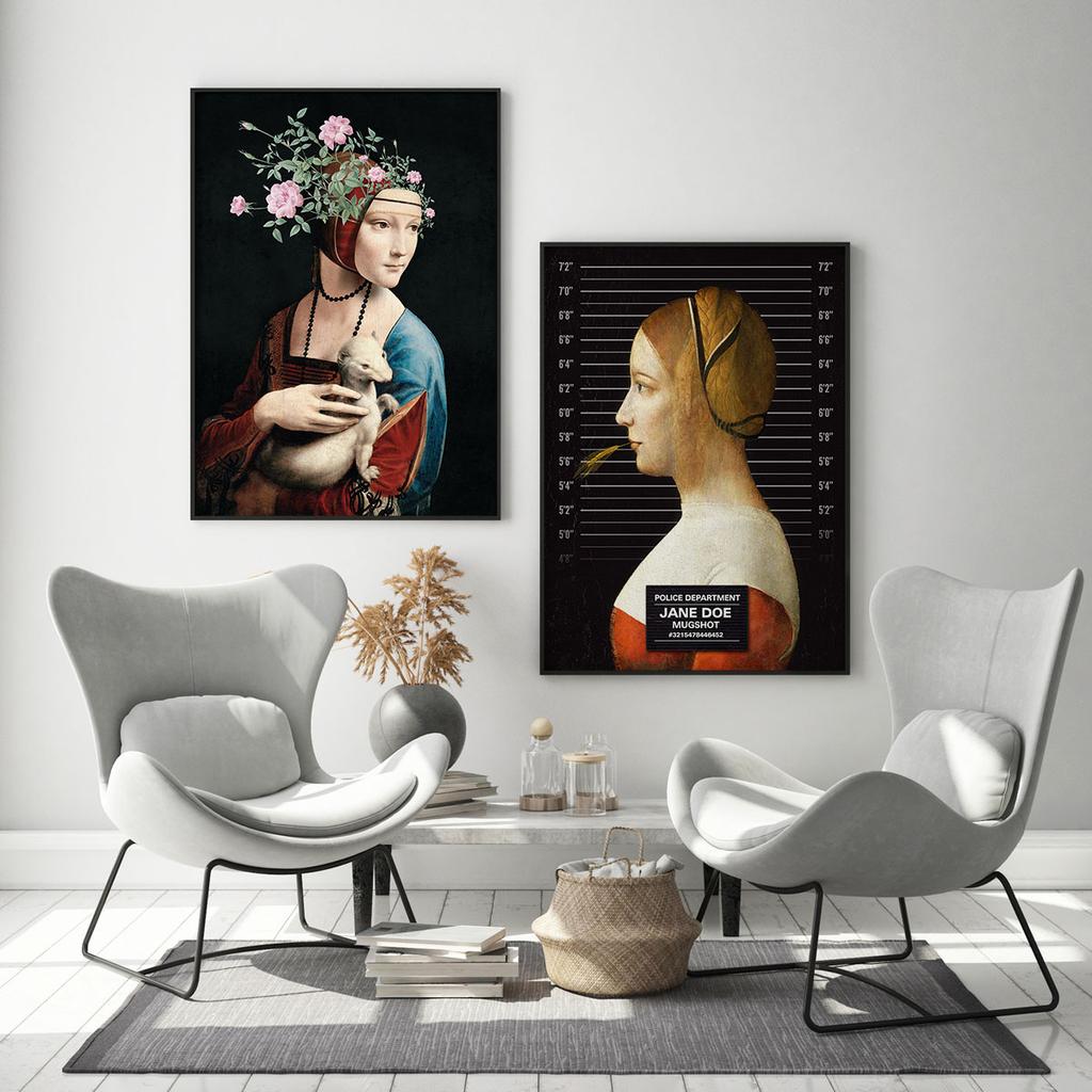 Zestaw dwóch plakatów gronostaj mug shot