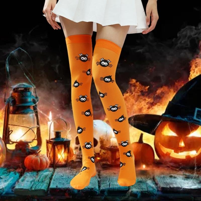 Over Knee Thigh Socks Halloween Thigh High Stockings Novelty Hosiery Printed Long Stockings for Womens Girls Gifts