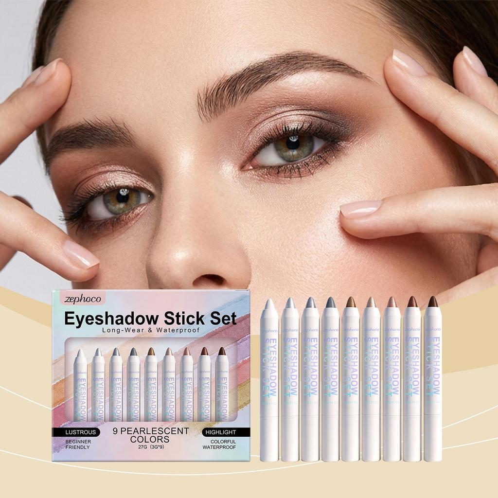 Zephoco Multi-effect Eyeshadow Stick Set: Lightweight, Long-lasting, Smooth Shimmer for Exquisite Eye Makeup.