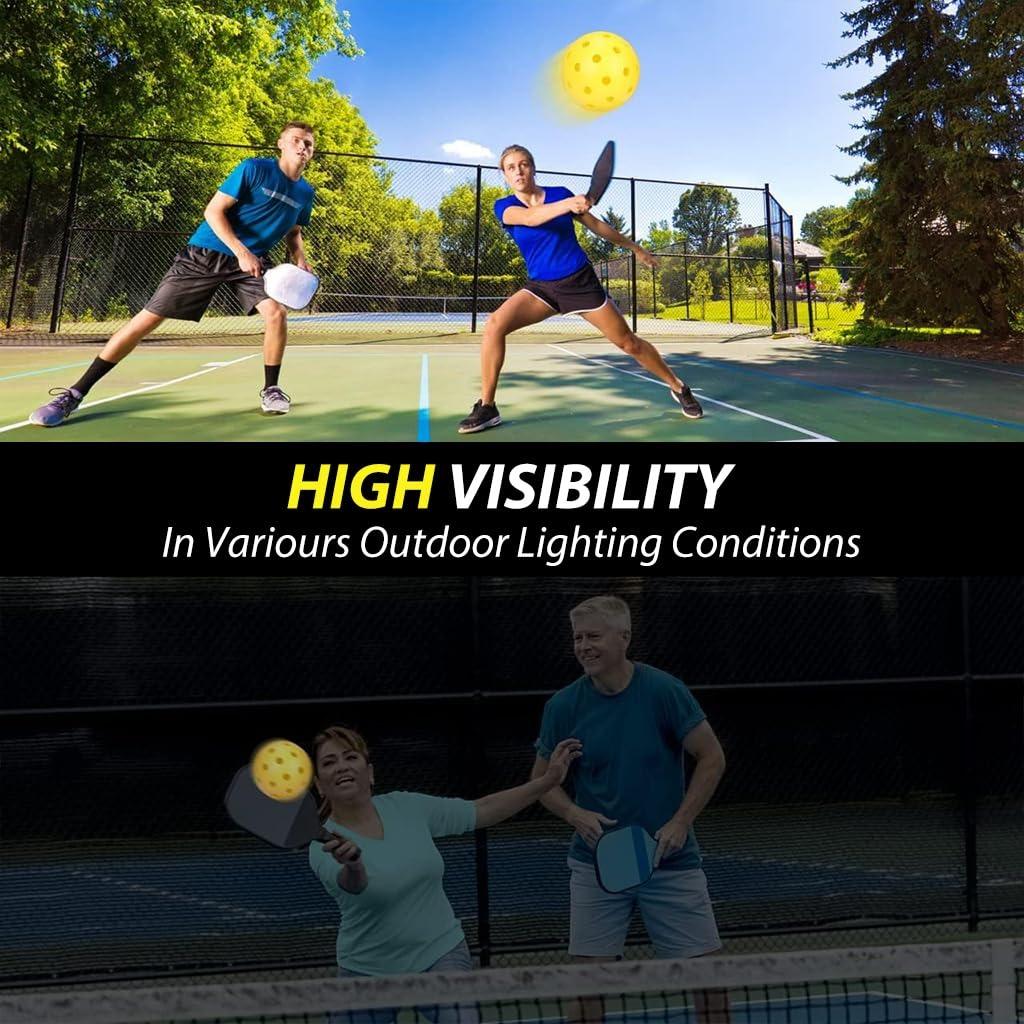 Outdoor Pickleball 74mm Diameter Pickleball Hard PE 40-Hole Pickleball High Elasticity Durable Outdoor Pickleball 2-Pack