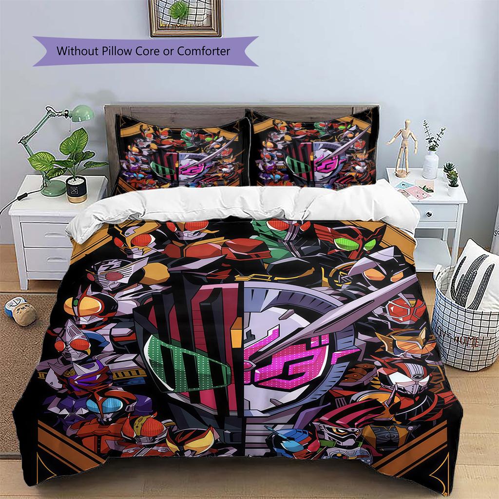 Rider CharactersPattern Bedding Quilt Set Home Decoration Gift (1 * duvet cover + 2 * pillowcase without core)