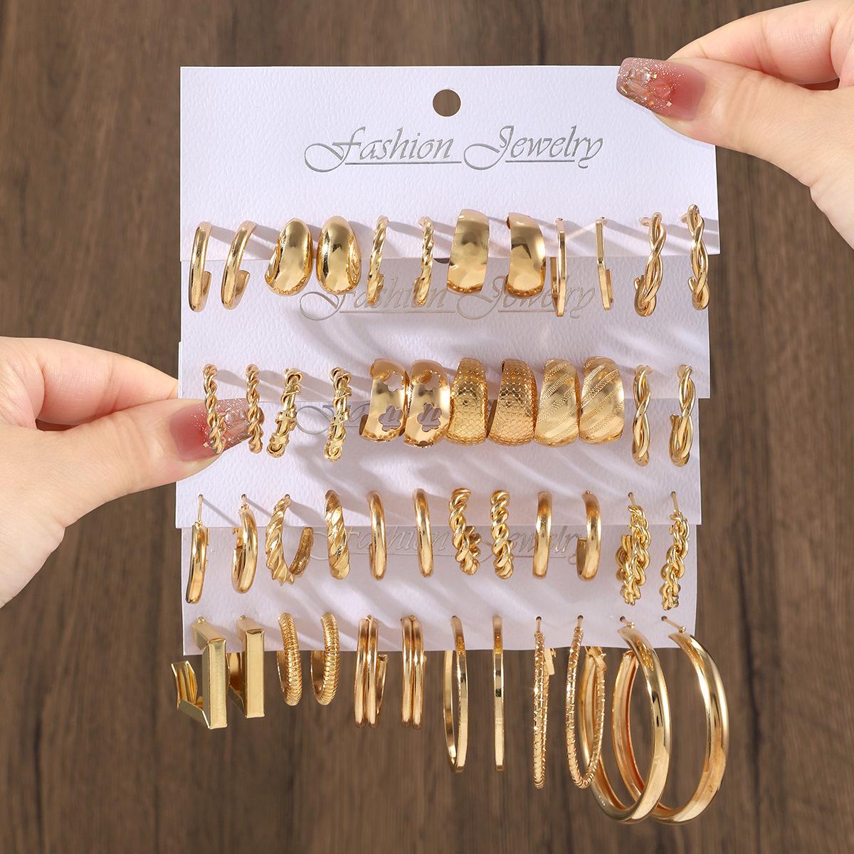 Горячая распродажа ветровое золото геометрический набор серег серьги женские разноплановые серьги Environmentally friendly