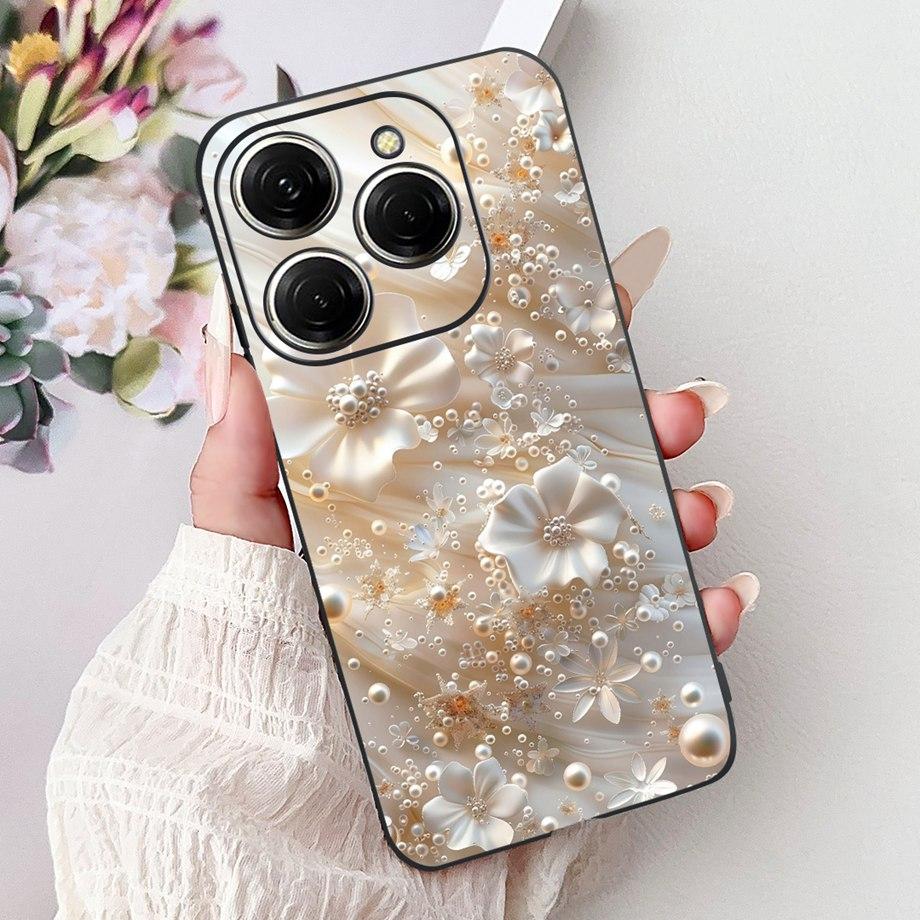 Luxury Matte Silicone Soft Case For Tecno Spark 20 20Pro 20 Pro+ 4G 5G Spark 20C KJ7 KJ6 KJ5 BG7 Capa Flower Loving Heart Cover