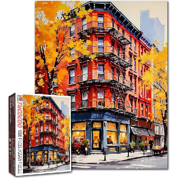 Tucocoo Jigsaw Puzzles 1000 Pieces for Adults-Colorful Seaside Town Hardboard Puzzle-Challenging Puzzle Perfect for Game Nights-DIY Home Wall