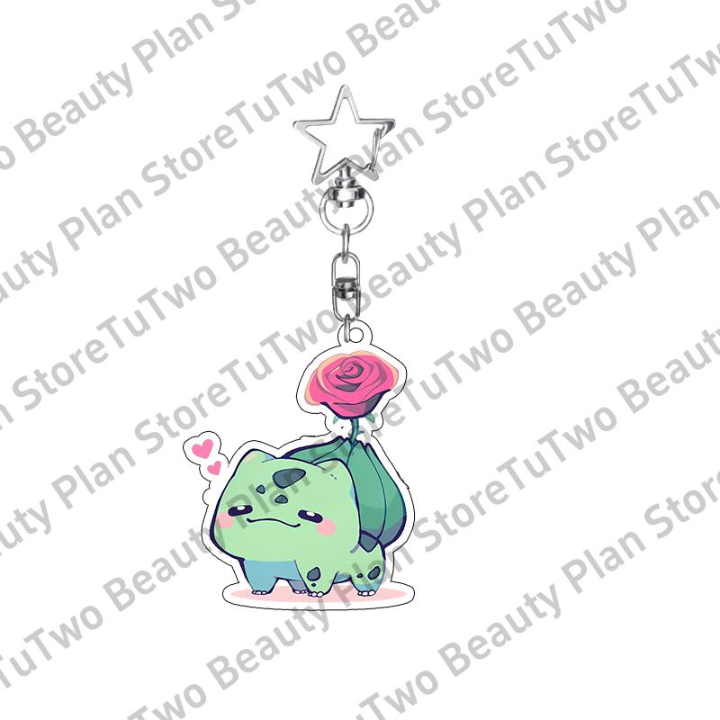 Anime Bulbasaur Squirtle Charmander Cartoon Key Chain Couple Girls Boys Acrylic Backpack Pendant Charm Family Gifts Jewelry Toys