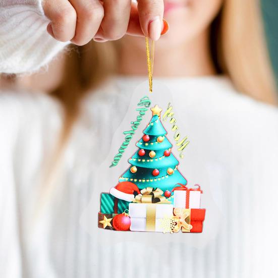 Winter Acrylic Ornaments Merry Christmas Hanging Ornament for Christmas Tree Frosted Craft Pendant for Trees Windows Doors Decor