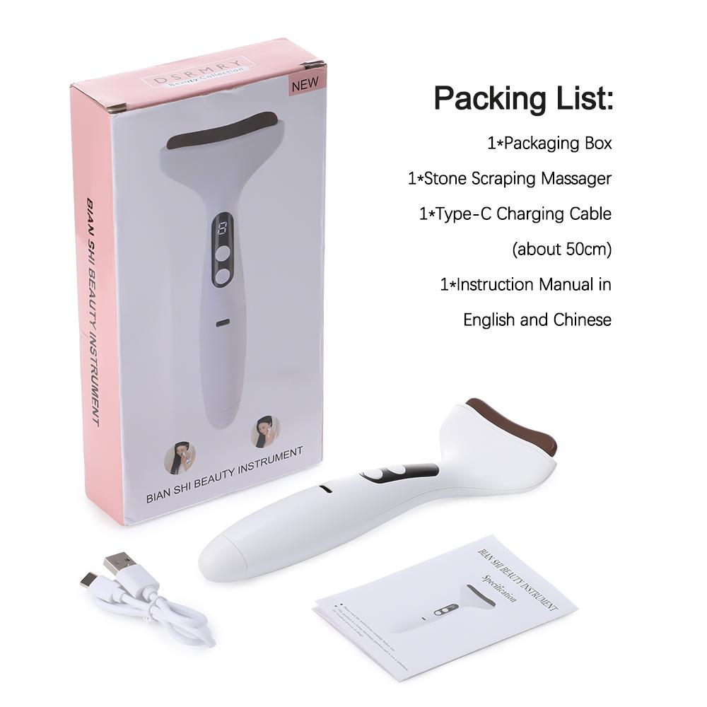 

Электрический массажер Гуаша с горячими компрессами из камня Бянь, массаж глаз, нагревательная вибрационная доска для скребков, устройство для подтяжки кожи лица и шеи белый