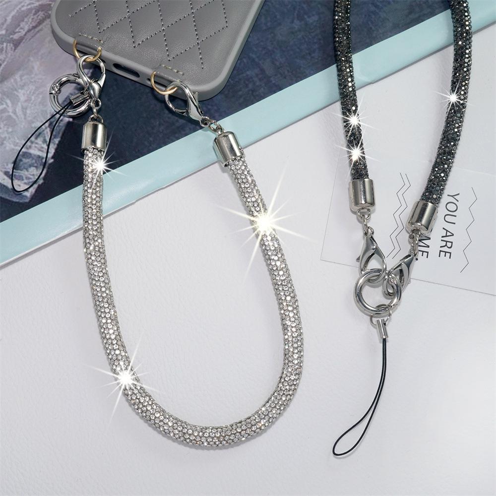 Luxury Rhinestone Phone Lanyard: 0.8CM Anti-Lost Wrist Keychain and Bag Chain