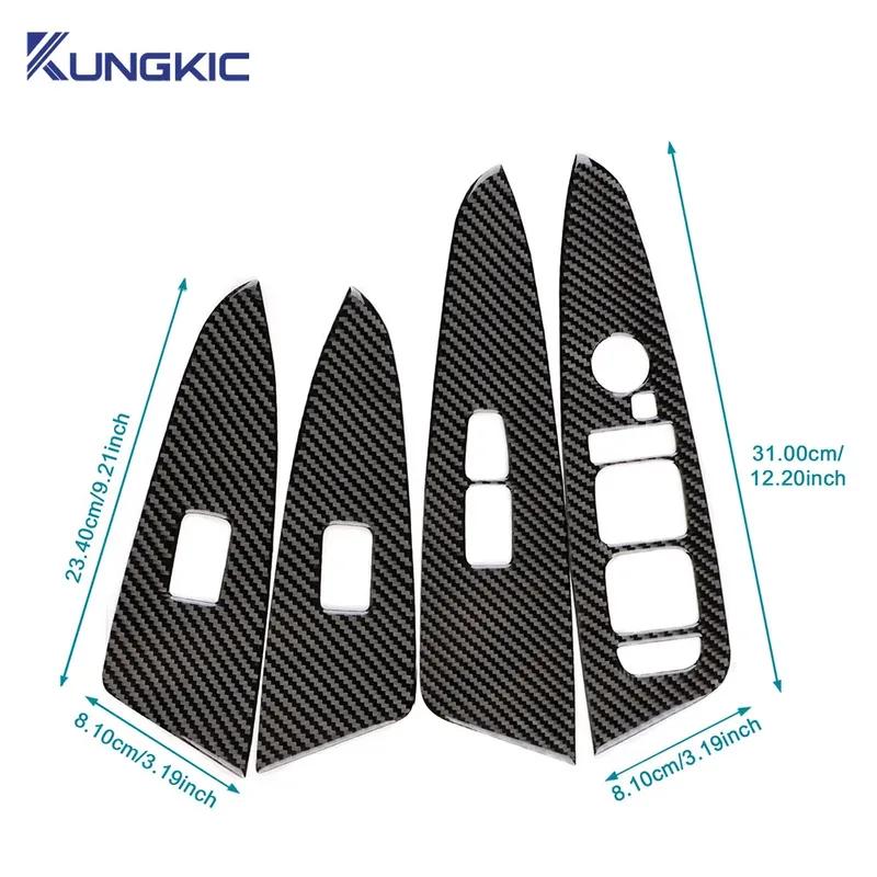 Real Soft Carbon Fiber LHD Car Window Button Lift Panel Sticker For Kia Sportage NQ5   2024 2025  Interior Accessories