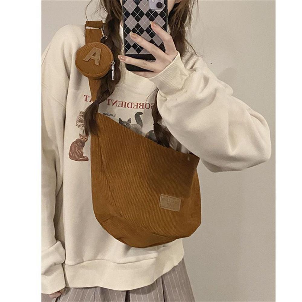 

Shopping Bag Large Capacity Handbag Shoulder Bag Dumpling Shape Crossbody Bag For Everyday Office Leisure Extra Large коричневий