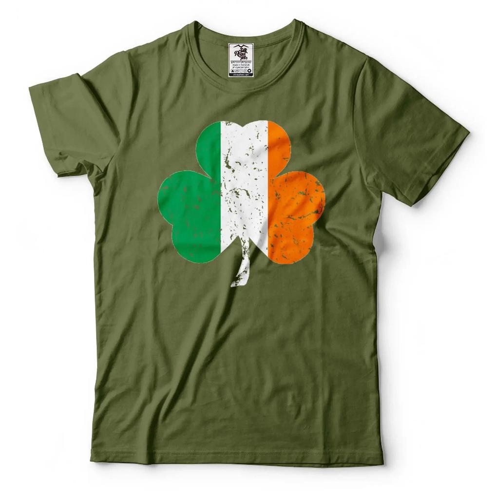 Irish Clover Shamrock T-Shirt Ireland Patriotic Flag T Shirt Saint Patricks Tee