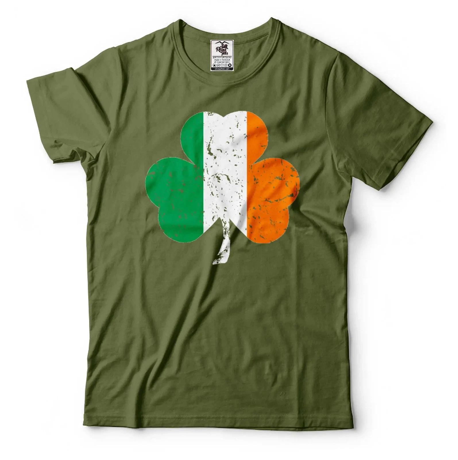 

Irish Clover Shamrock T-Shirt Ireland Patriotic Flag T Shirt Saint Patricks Tee S