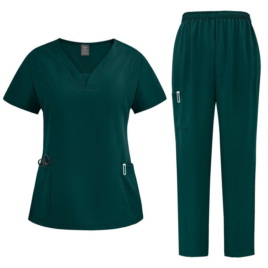 Women’s Surgical Scrubs High Quality Medical Nursing Scrub Sets Short Sleeved Top+pants Beauty Salon Dental Clinic Nurse Uniform