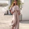 Womens Off Shoulder Long Sleeve Top Wide Leg Pants Set Casual Streetwear 2 Piece Outfit