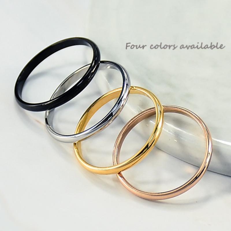 2mm Edelstahl Dünner Ring Roségold Schwarz Für Damen Herren Minimalistischer Schmuck Party Einfach Mode Geschenk Größe 3 Bis 10