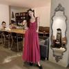 2024 Summer French Rose Spaghetti Strap Sleeveless Dress - Casual, Loose, Slimming