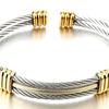 Bracelet - Stainless Steel Men Women Adjustable Cuff Bracelet Twisted Cable- Silver Gold Two-Tone