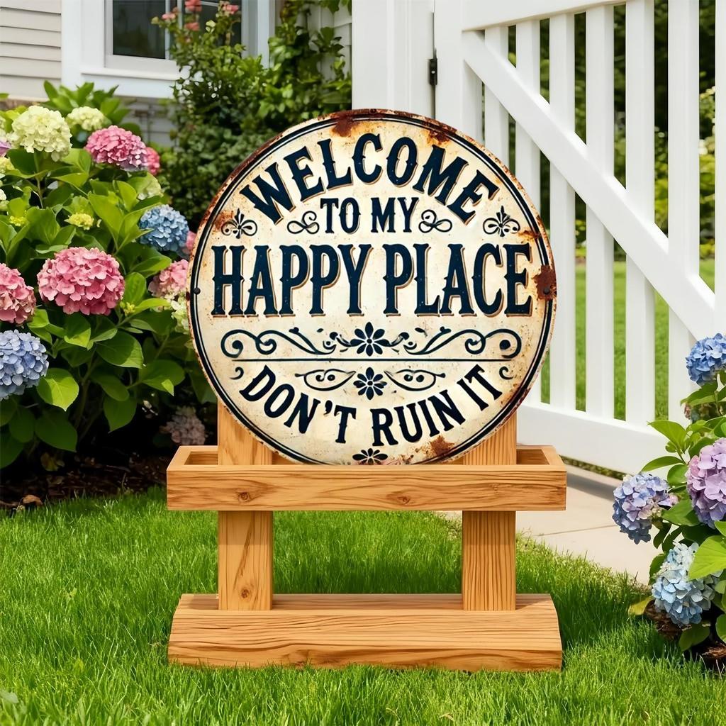 Outdoor Metal Wall Decor Round Welcome Sign Funny Don't Ruin It Quote for Front Door Porch Patio Garden Yard Fence Home Entryway