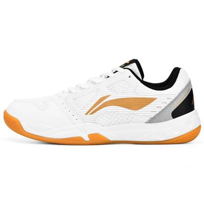 Chaussures de Badminton Li Ning Light Feather Résistantes à l'abrasion Respirantes Basses Unisexe Blanc Or AYTT023-1