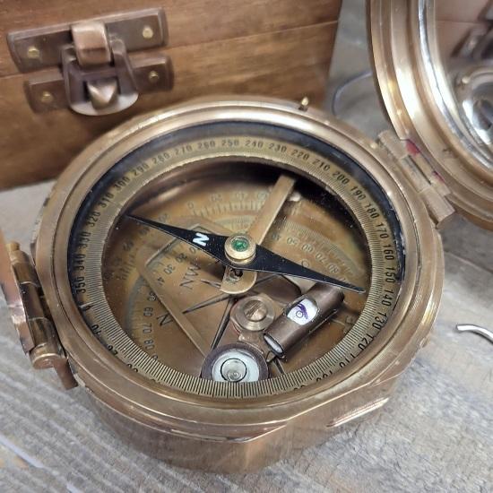 Antique Military Compass with Box