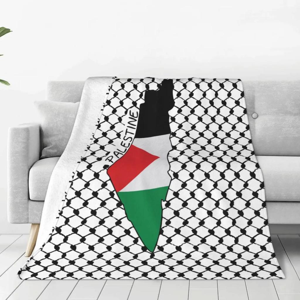 Mappa della Palestina Kufiya Palestinese Hatta Coperte Pile di Corallo Peluche Tradizionale Motivo Keffiyeh Plaid per Letto Tappeto da Letto