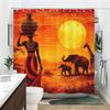 Afrikaanse Stijl Dier & Karakter Bedrukte Polyester Douchegordijn - Decoratief Badgordijn Voor Badkamer, Stijlvolle Badkamer Decoratie