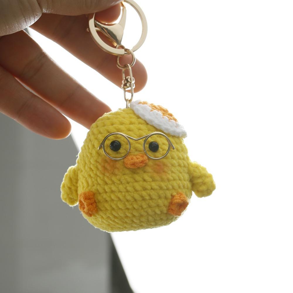 Funny Goose Duck Doll Pendant Cute Cartoon Knitting Keyring Fashion Crochet Keychains  Car Key Ring