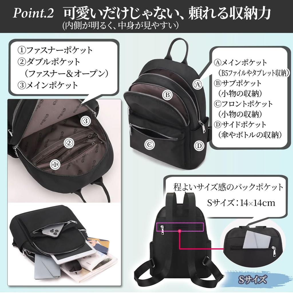 A4 Large for Commuting and Black S [fortulux] Women's Backpack, Size, Lightweight, Capacity, Waterproof, Travel, (Black, Size, Silver)