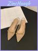 French Low Heel Butterfly Knot Sandals With Breathable Mesh For Summer Casual Wear