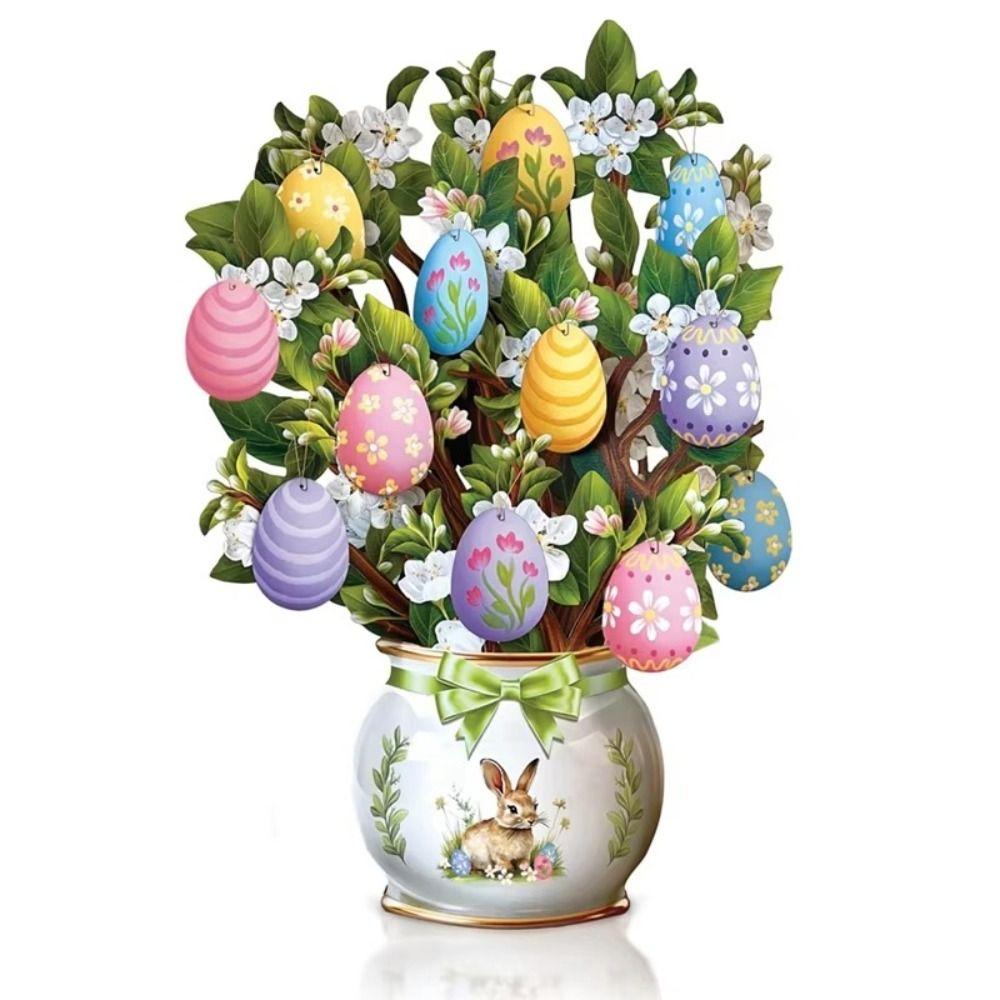 Easter Egg Tree 3D Popup Greeting Cards Creative Durable Paper -Up Cards Forever Flower Bouquet Paper Blank Note Card