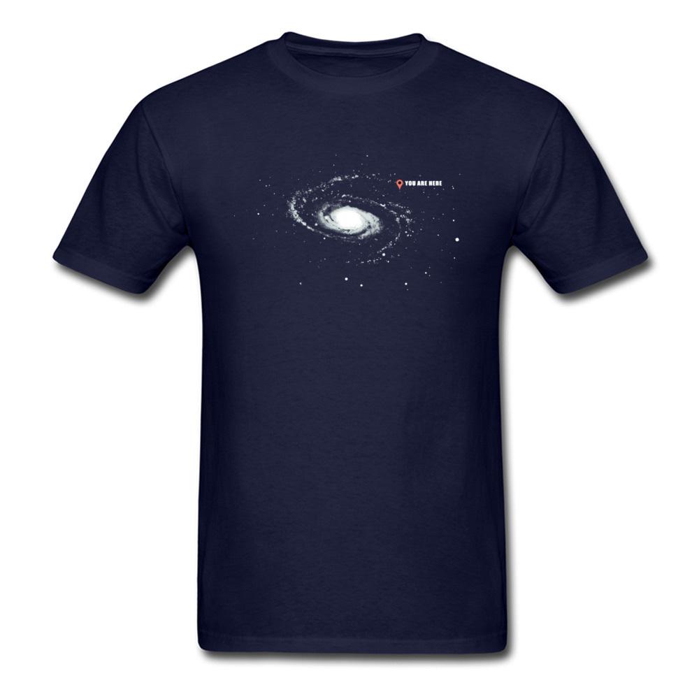 Black T-Shirts For Men Galaxy Space You Are Here 100% Cotton April FOOL DAY Summer Street Tops T Shirt Casual Tee Shirts Man