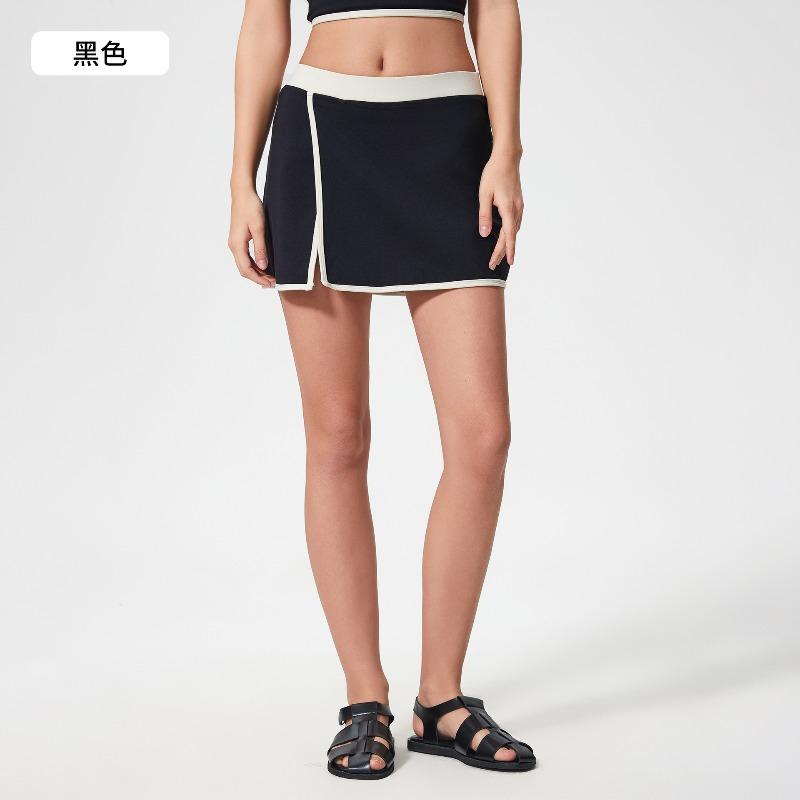 Contrasting Color Sports Tennis Skirt Yoga Suit Women's High-strength Shock-proof Vest Women's Nude Hip-lifting Fitness Nine-point Pants