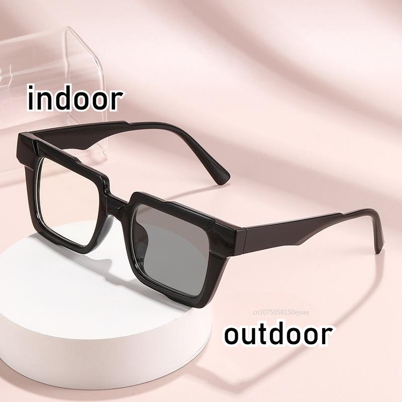 Vintage Printing Square Frame Myopia Glasses Anti-Blue Prescription Glasses Fashion Unisex Photochromic Glass Eyeglasses 0-4.0