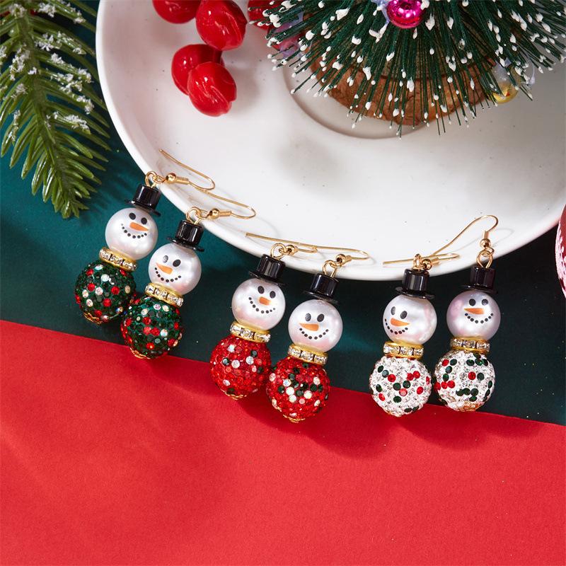 Diamond Hat Snowman Earrings Women, Cute Temperament Versatile Earrings Gift