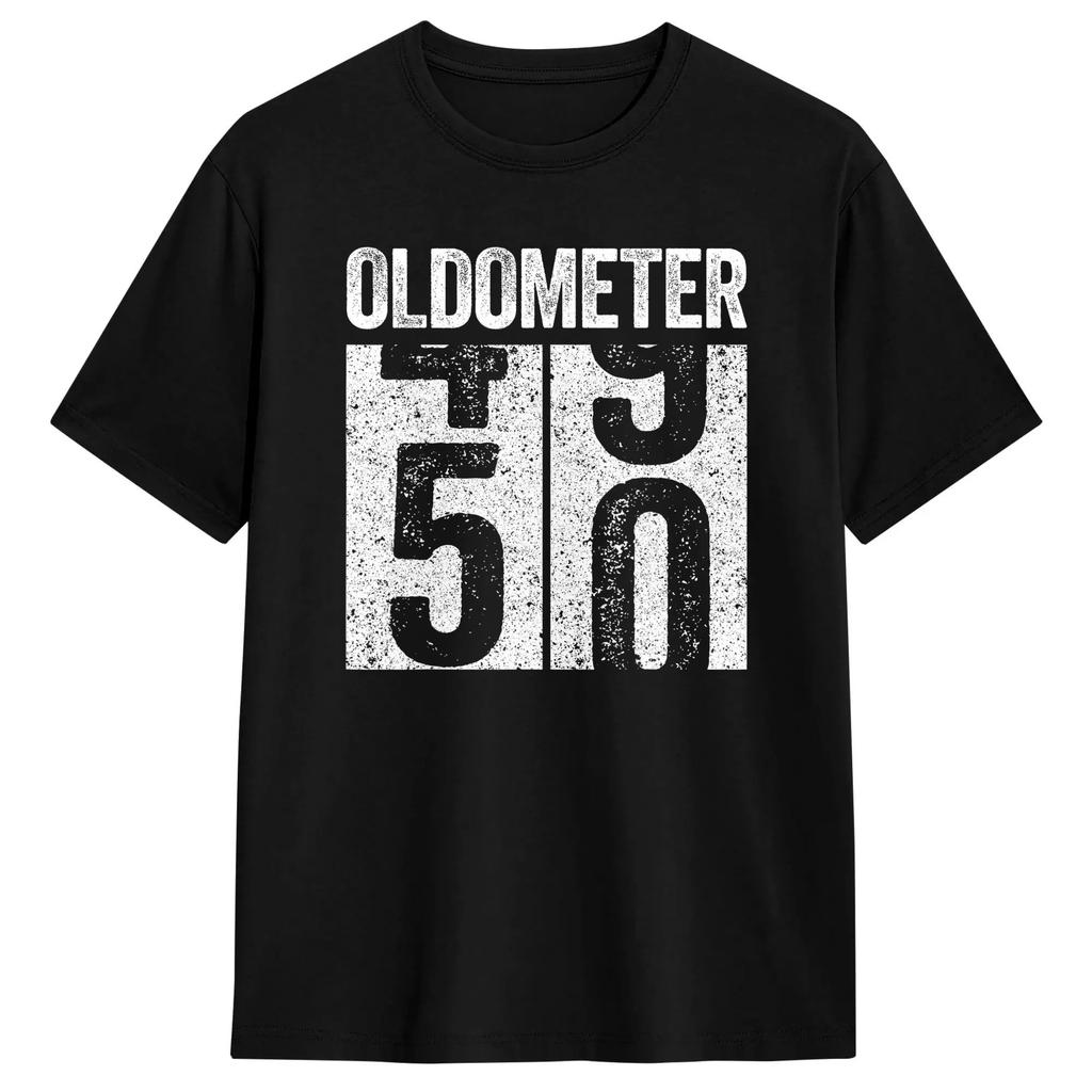 Oldometer 50 50th Birthday Cotton T-Shirt For Man Summer Y2K Basic T Shirts O-Neck Novelty Tee Shirt Plus Size Pattern Clothes