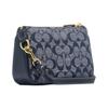 New COACH Nolita Jacquard Fabric Bonded Cow Split Leather Handbag Shoulder Bag Women's Denim Blue CH149-IMDEI