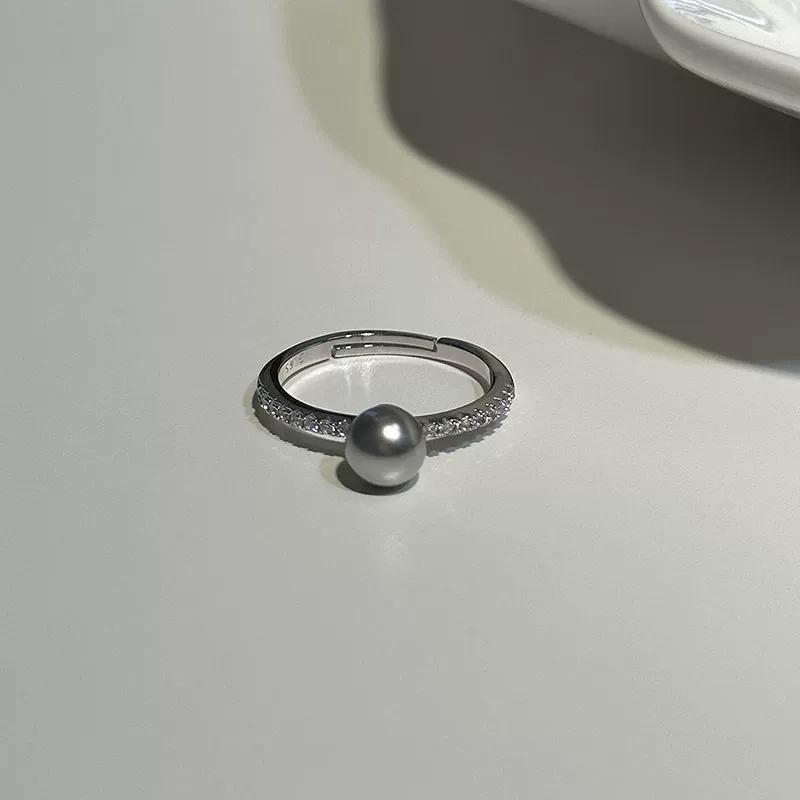 

ANENJERY White Gray Imitation Pearl Open Ring For Women Men Simple Luxurious Elegant Jewelry Gifts Party Wedding Wholesale adjustable дубильна кора