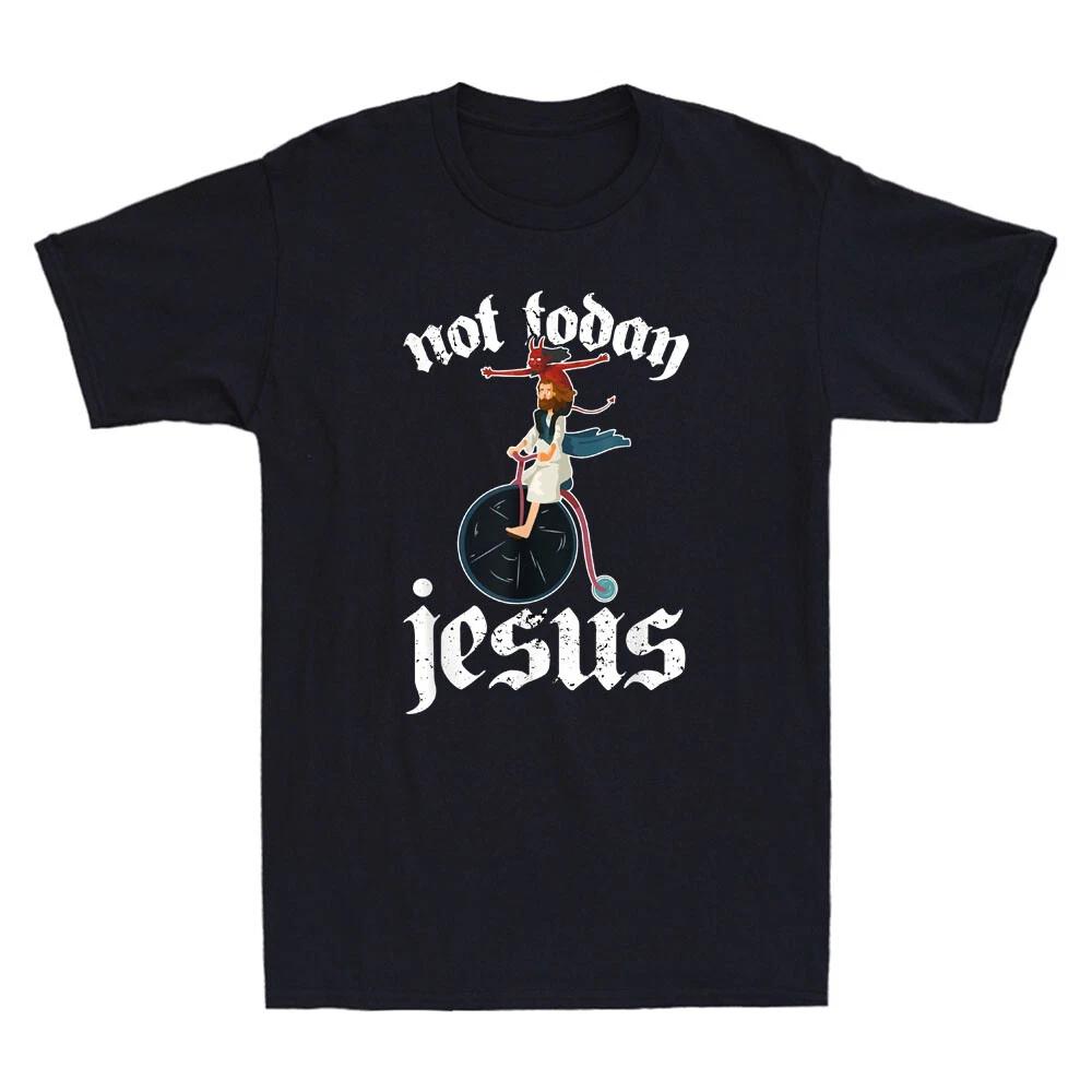 Not Today Jesus Devil Riding Bicycle Goth and Death Metal Funny Men s T-Shirt XS
