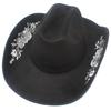 High Quality Suede Three-dimensional Embroidery One-word Top Cowboy Hat, Personalized Versatile Fashion Jazz Hat, European and American Style Top Hat