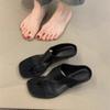Retro high-heeled sandals new niche temperament simple fairy toe thin heel flip-flops