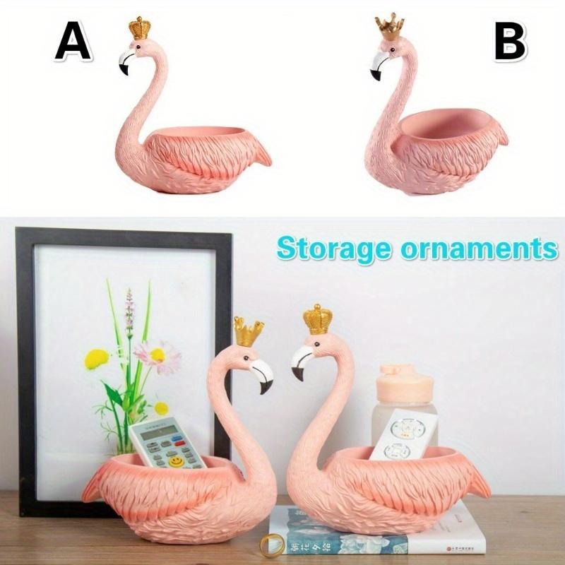 1Pcs Kreative Harz Handwerk Veranda Hause Lagerung Ornamente Flamingo Dekoration Lagerung Box