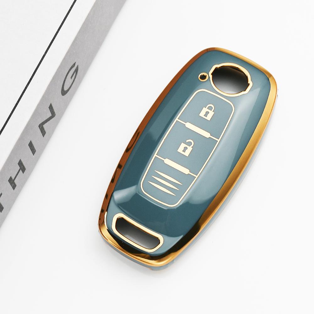 Gold Edge Soft TPU Auto Keyless Remote Key Case Holder Cover for Nissan Juke Teana Altima Ariya X-trail T33 Kicks Qashqai J12