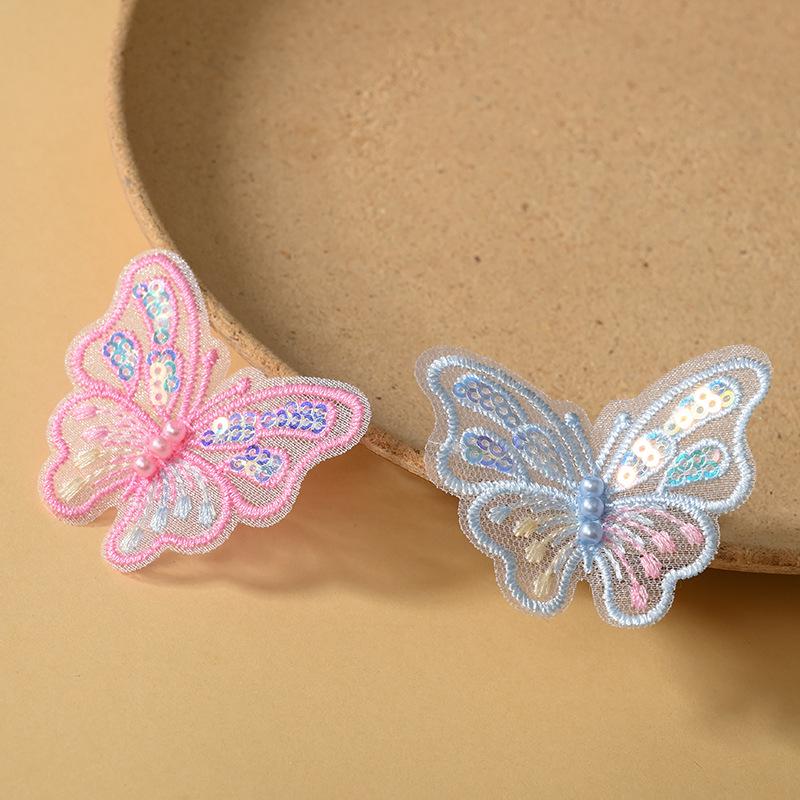 10/20pc Pearl Butterfly Lace Embroidered Wedding Clothes Jewelry Accessories Appliques For Sewing Supplies DIY Hair Clip