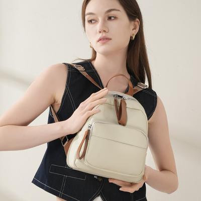 Lässiger Vielseitiger Rucksack Damen Leder Großraumrucksack Rindsleder Reisetasche