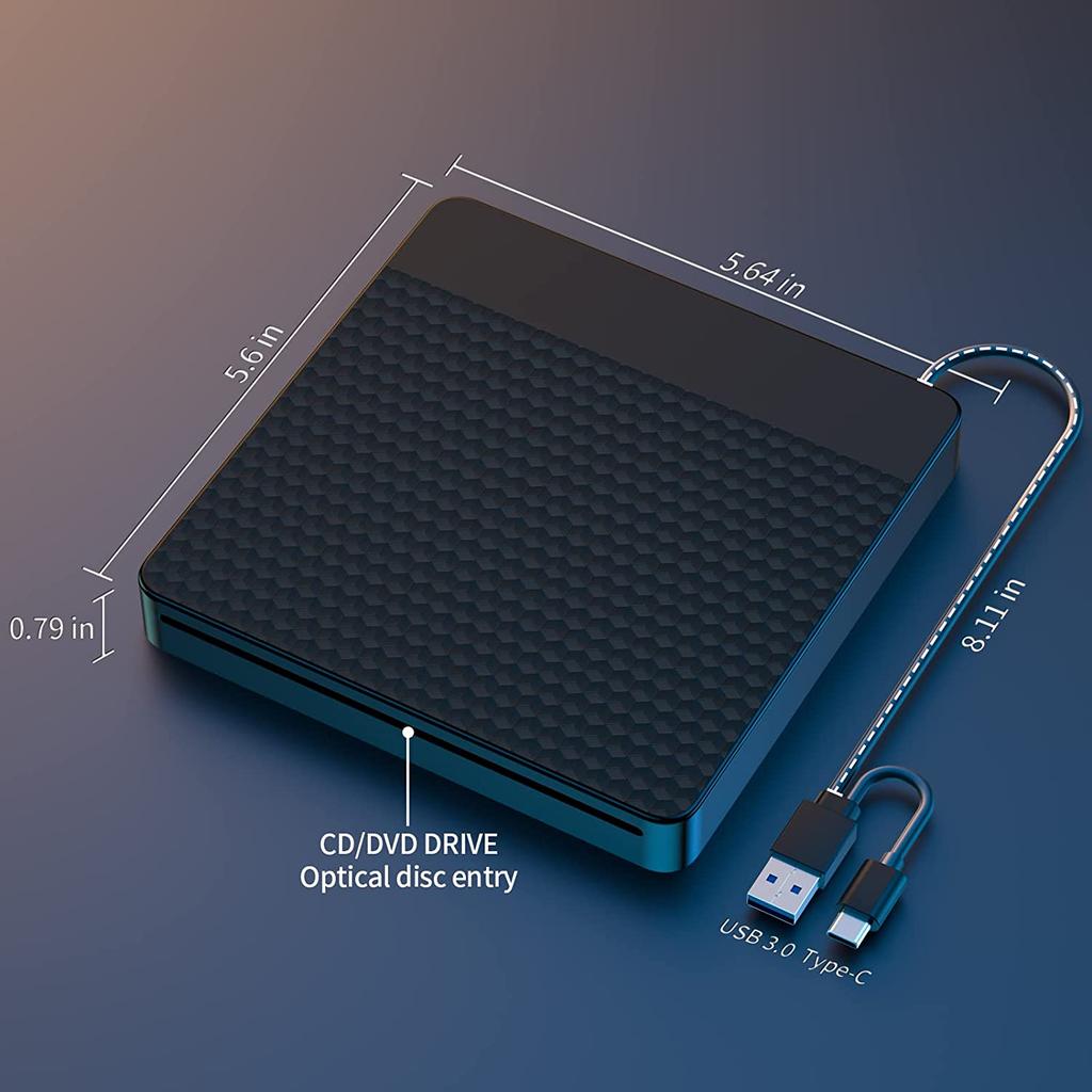 X001 External Optical Drive CD/DVD Burner Reader USB 3.0+Typle C Disc Player
