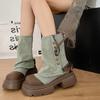 High Quality Brand Designer Ankle Boots Women Rivet Decoration Western Denim Boots Fashion Non-slip Thick Bottom Platform Shoes